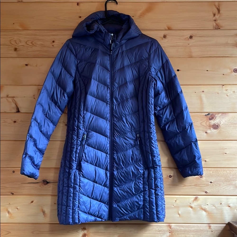 32 Degrees Blue Puffer Jacket with High Collar